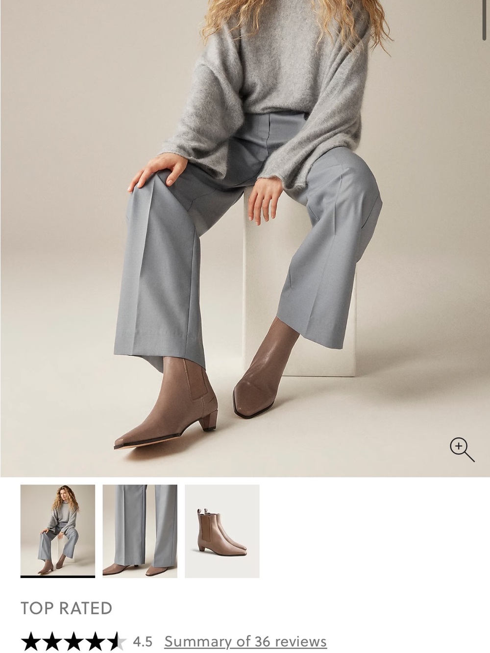 J crew Leather Remi square-toe ankle boots in color shale grey